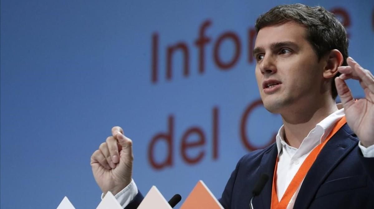 Albert Rivera, presidente de Ciudadanos, durante el congreso del partido, en febrero. Albert Rivera, presidente de Ciudadanos, durante el congreso del partido, en febrero.