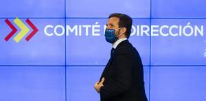 Pablo Casado, durante el comité de dirección del PP del pasado 5 de octubre. 