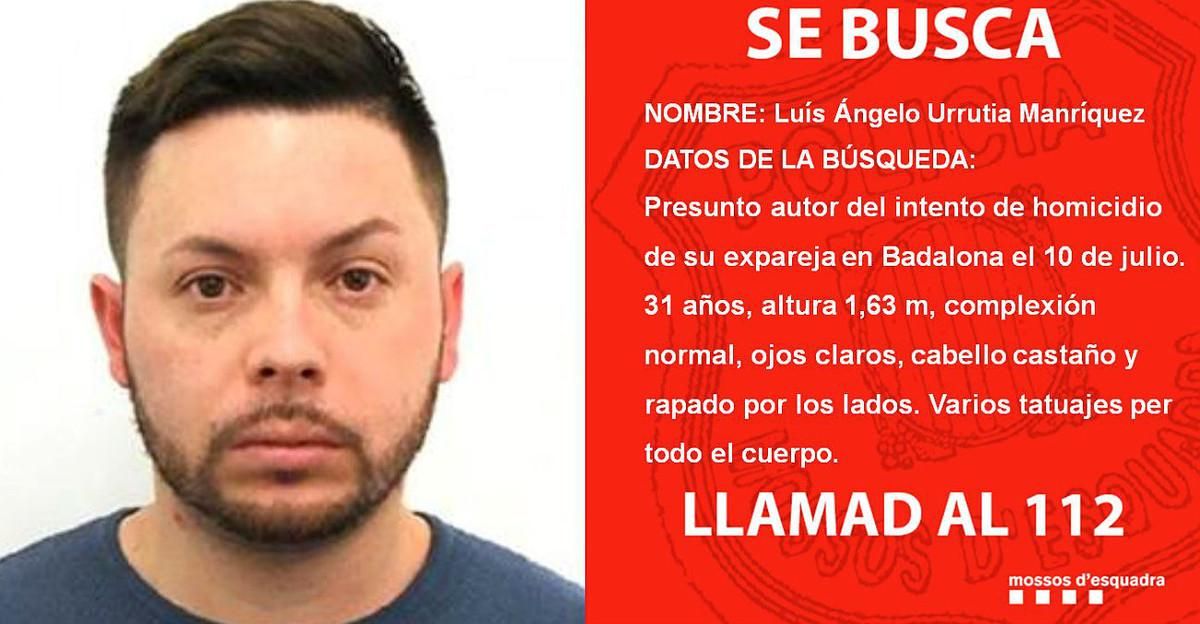 Imagen difundida por los Mossos del presunto autor de un intento de homicidio machista. Imagen difundida por los Mossos del presunto autor de un intento de homicidio machista.