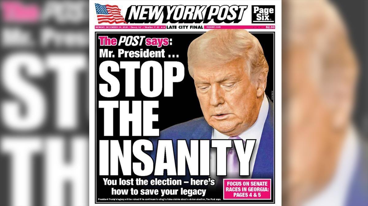La portada del tabloide New York Post