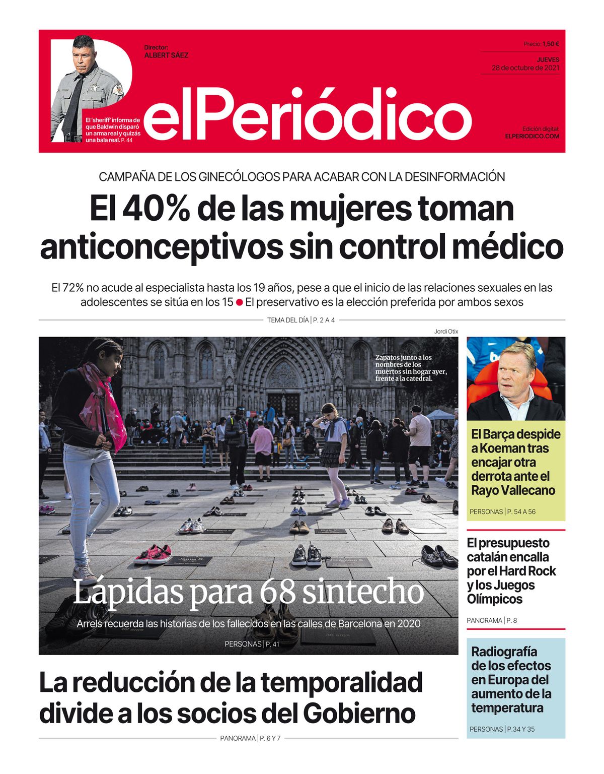 La portada de EL PERIÓDICO del 28 de octubre del 2021. La portada de EL PERIÓDICO del 28 de octubre del 2021.