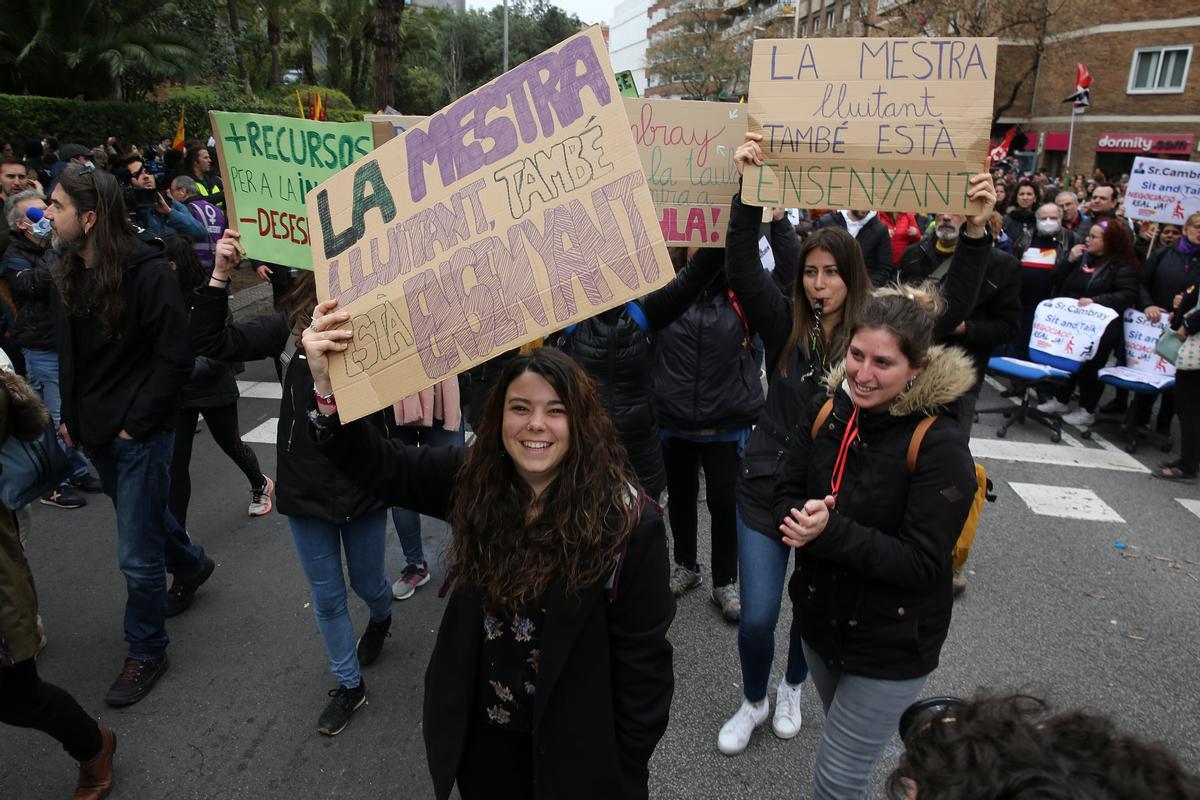 Manifestación unitaria de profesores durante la huelga del 15 de marzo de este año.