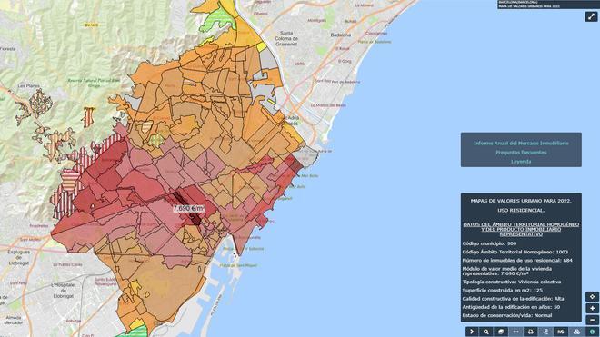 mapa del catastro de Barcelona