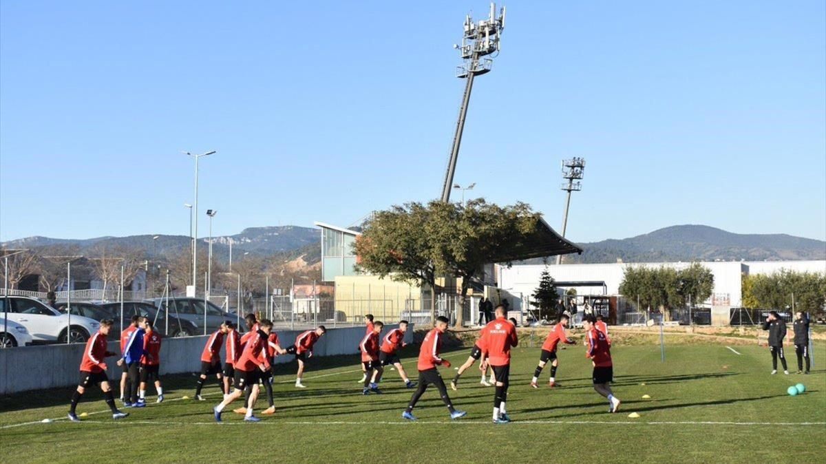 Un entrenamiento del Reus Deportiu. Un entrenamiento del Reus Deportiu.