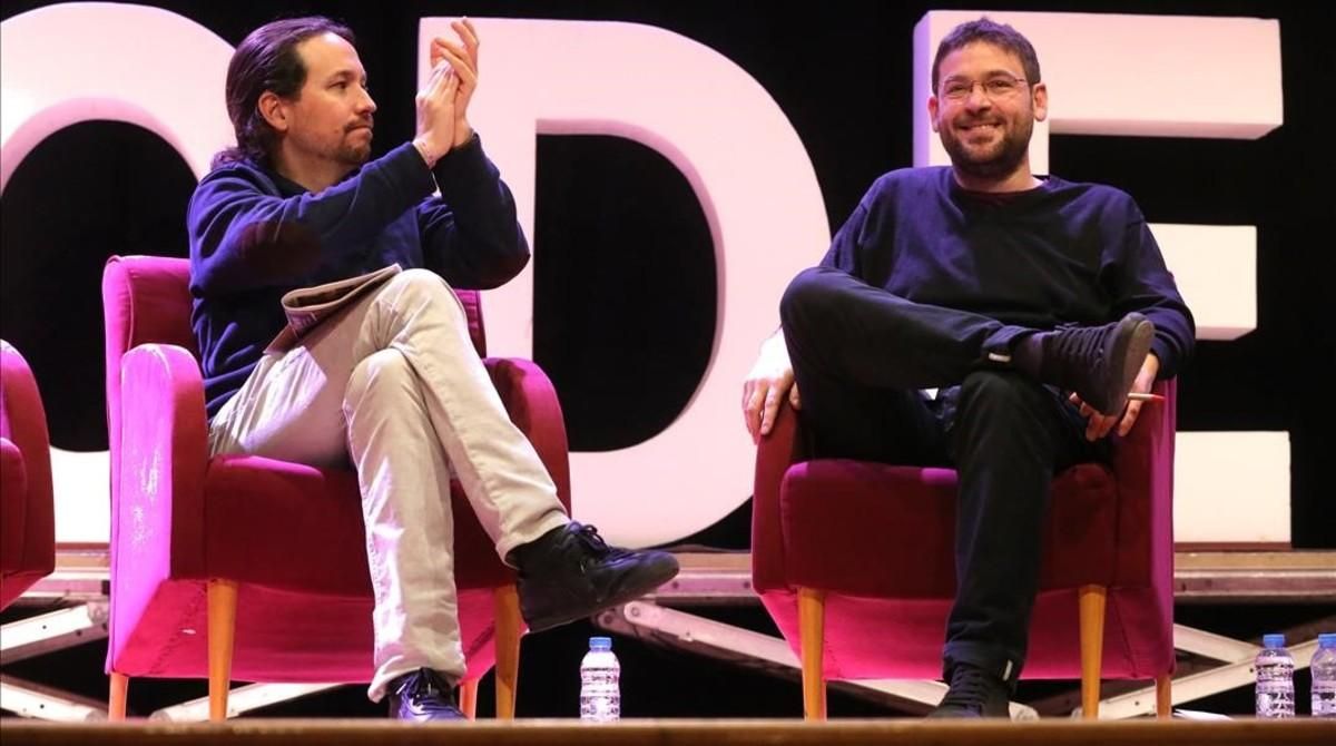 Pablo Iglesias y Albano Dante Fachin, en un acto en Sant Feliu de Llobregat. Pablo Iglesias y Albano Dante Fachin, en un acto en Sant Feliu de Llobregat.