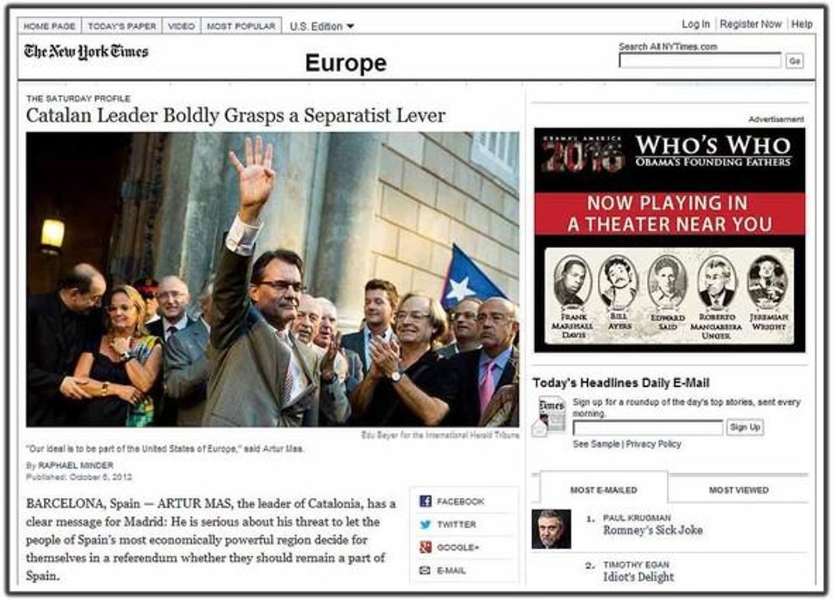 Entrevista a Artur Mas en ’The New York Times’. Entrevista a Artur Mas en ’The New York Times’.