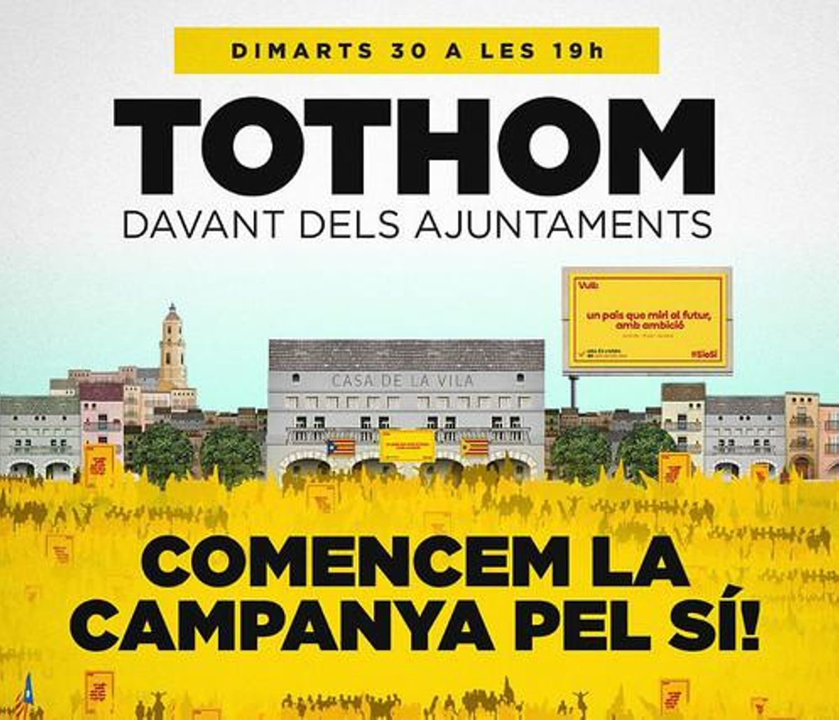 Cartel de la convocatoria de esta tarde ante los ayuntamientos catalanes. Cartel de la convocatoria de esta tarde ante los ayuntamientos catalanes.