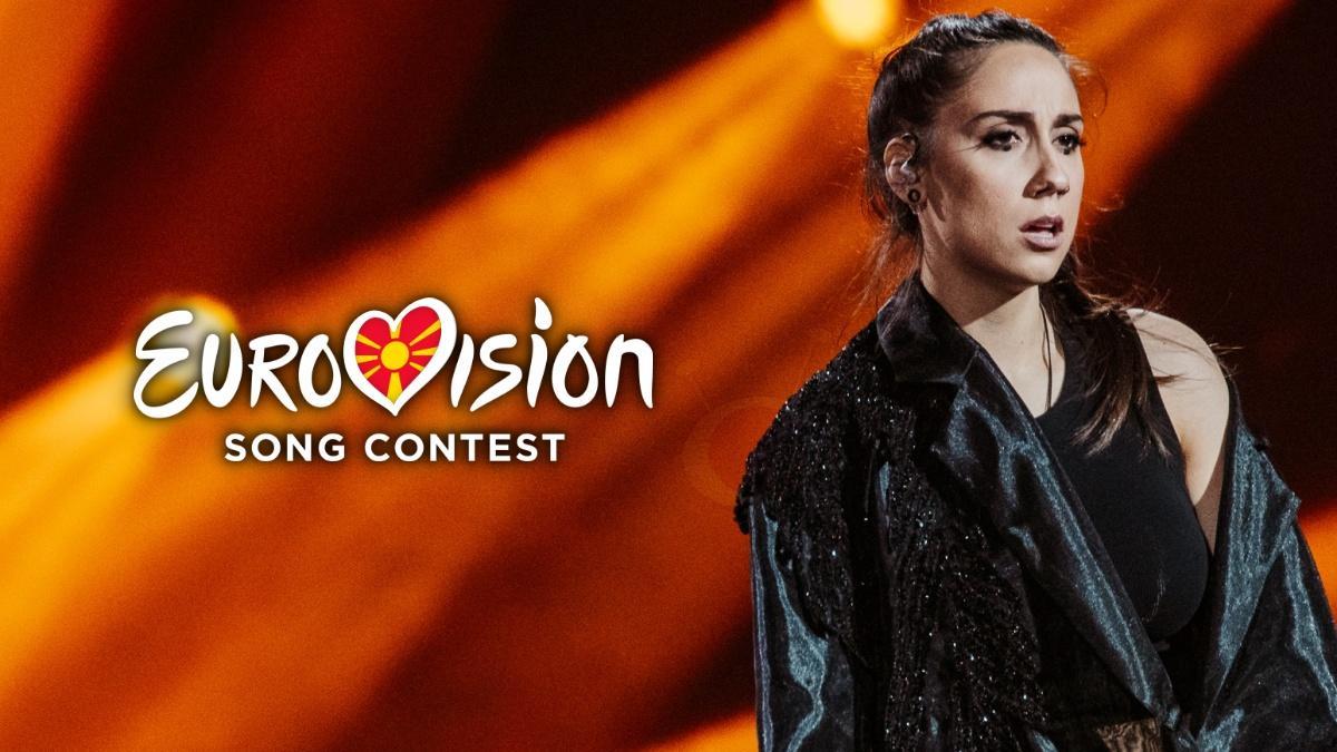 Andrea, representante de Macedonia del Norte, en su ensayo en Eurovisión 2022