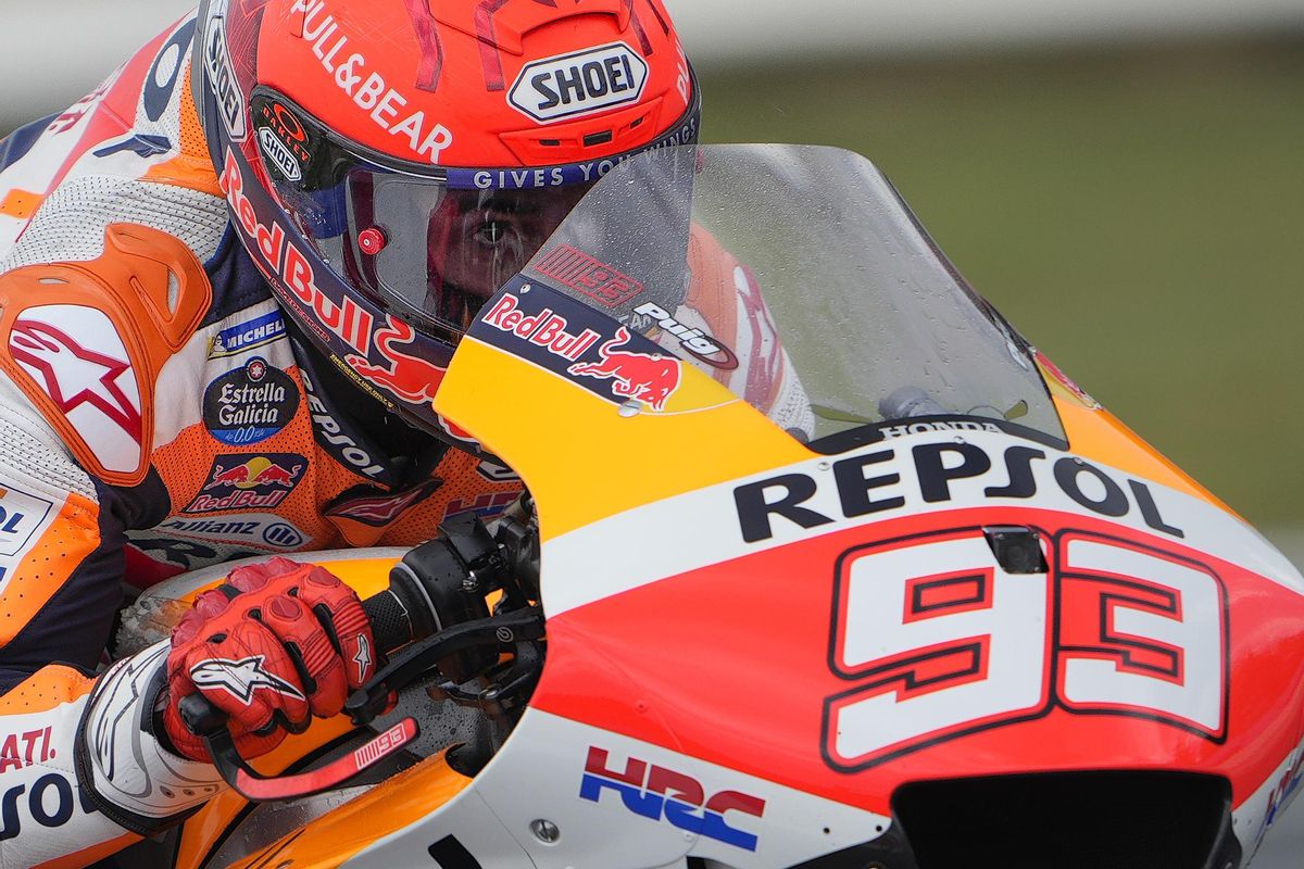 El catalán Marc Márquez (Honda), en el primer entrenamiento e hoy en Misano. El catalán Marc Márquez (Honda), en el primer entrenamiento e hoy en Misano.