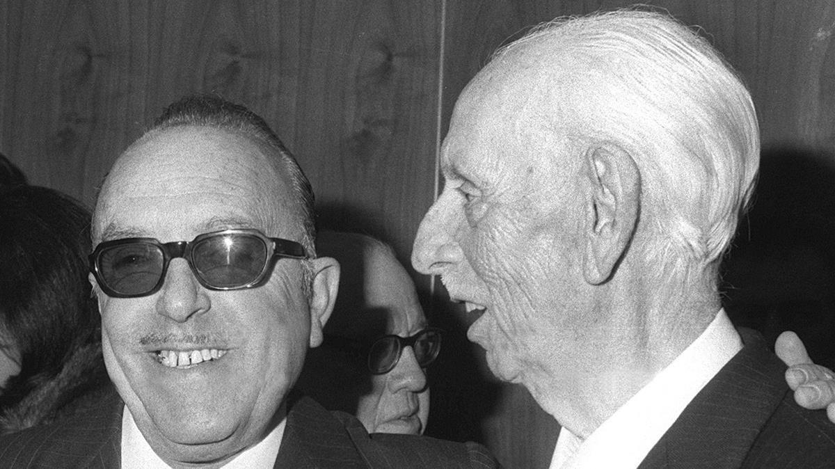 El abuelo, Matías Prats, junto a José María Peman, en 1974.