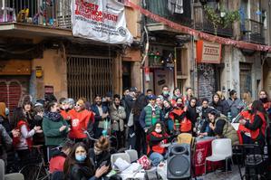 Convocatoria ciudadana para parar un desahucio en el Casc Antic, en Barcelona.