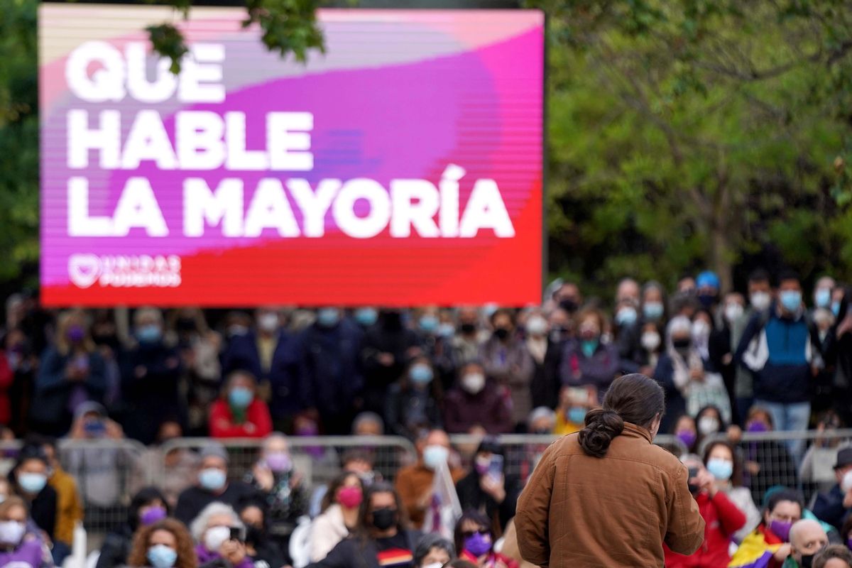 Pablo Iglesias, durante un acto de Unidas Podemos en Vallecas. Pablo Iglesias, durante un acto de Unidas Podemos en Vallecas.
