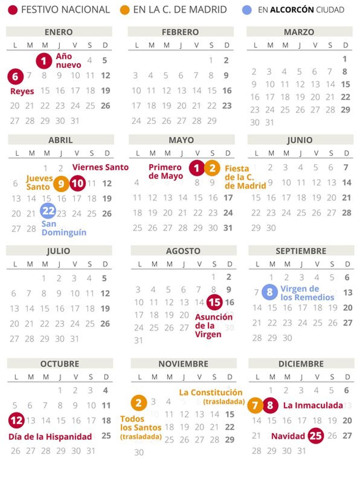 Calendario laboral de Alcorcón del 2020