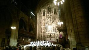 L’Escolania de Montserrat, durant el concert a l’església de Saint Thomas, dijous a Nova York.
