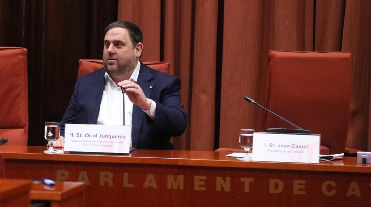 Oriol Junqueras, en la comisión de Afers Institucionals del Parlament. Oriol Junqueras, en la comisión de Afers Institucionals del Parlament.