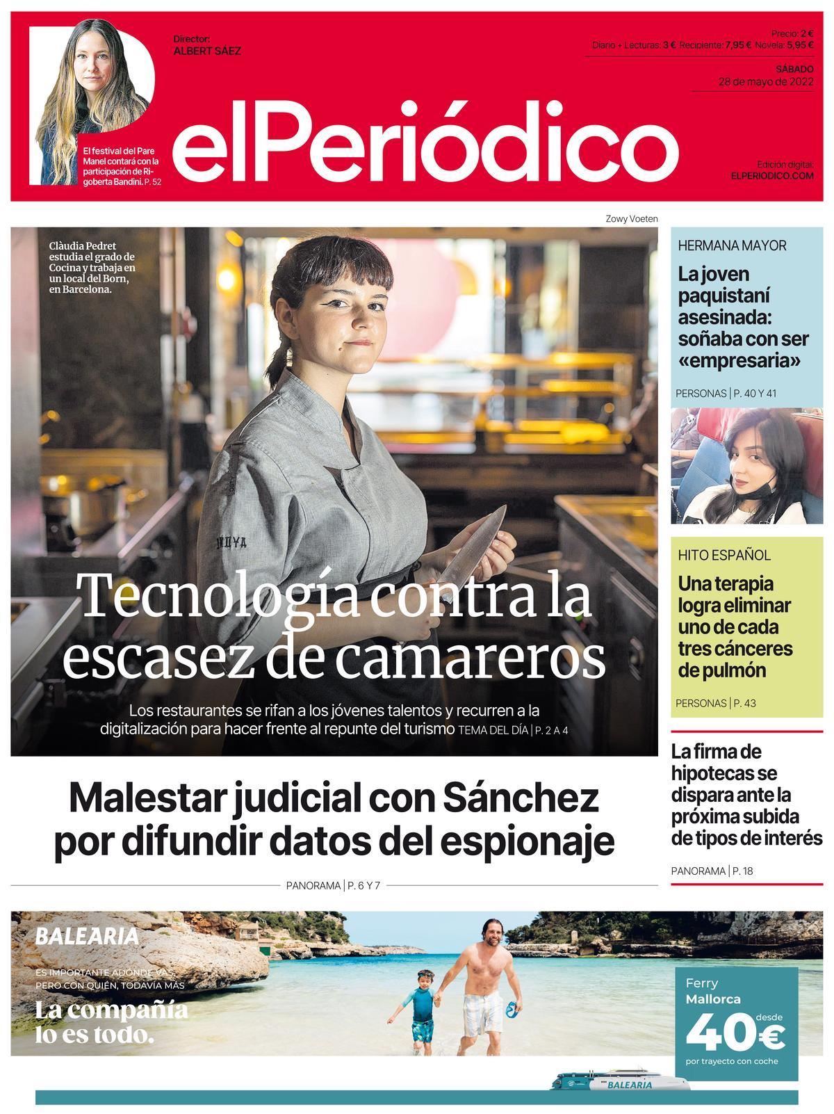 La portada de EL PERIÓDICO del 28 de mayo de 2022