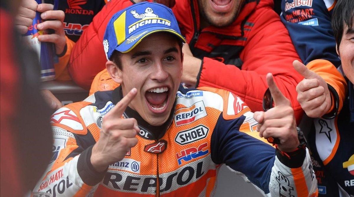 Marc Márquez grita su tercer triunfo en solitario de la temporada en Le Mans. Marc Márquez grita su tercer triunfo en solitario de la temporada en Le Mans.