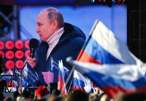 Vladímir Putin celebrando el octavo aniversario de la anexión rusa de Crimea