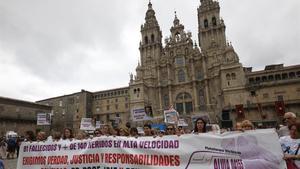Manifestación en Santiago de Compostela en julio de 2018, cuando se cumplían cinco años del accidente.