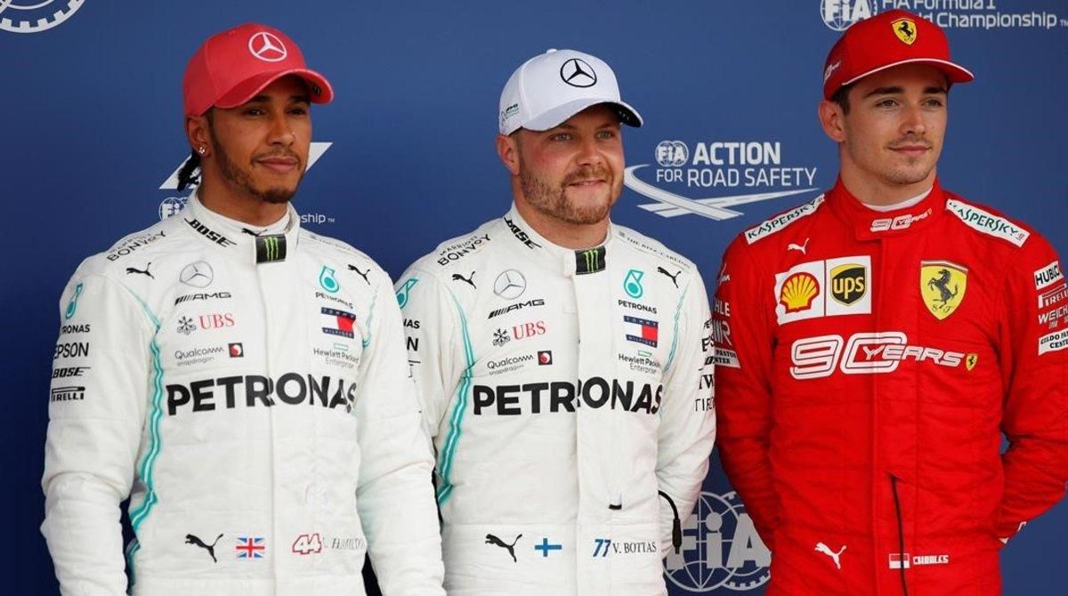 Valtteri Bottas, Lewis Hamilton y Charles Leclerc arrancarán delante mañana en el GP de Inglaterra. Valtteri Bottas, Lewis Hamilton y Charles Leclerc arrancarán delante mañana en el GP de Inglaterra.
