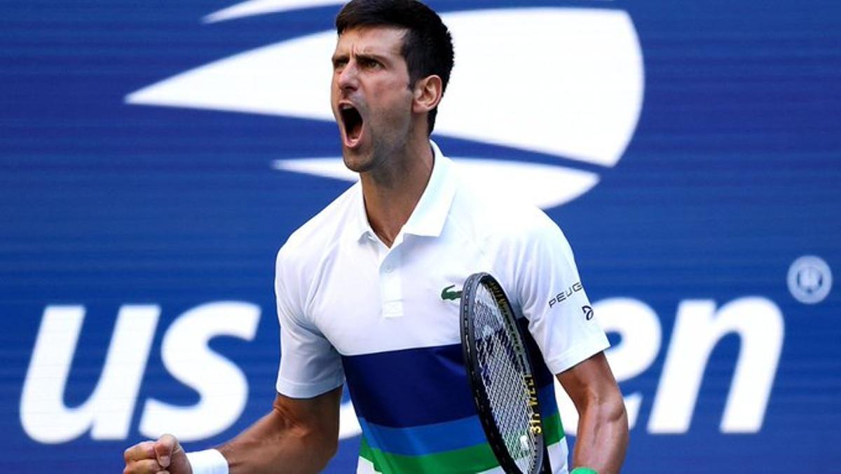 Djokovic celebra un punto en su último US Open, en 2021.
