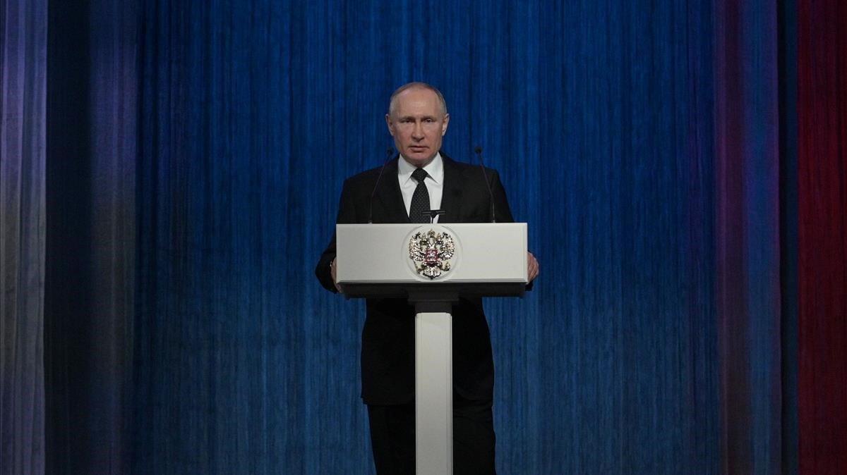 El presidente ruso, Vladímir Putin, durante un acto en Moscú el pasado domingo.