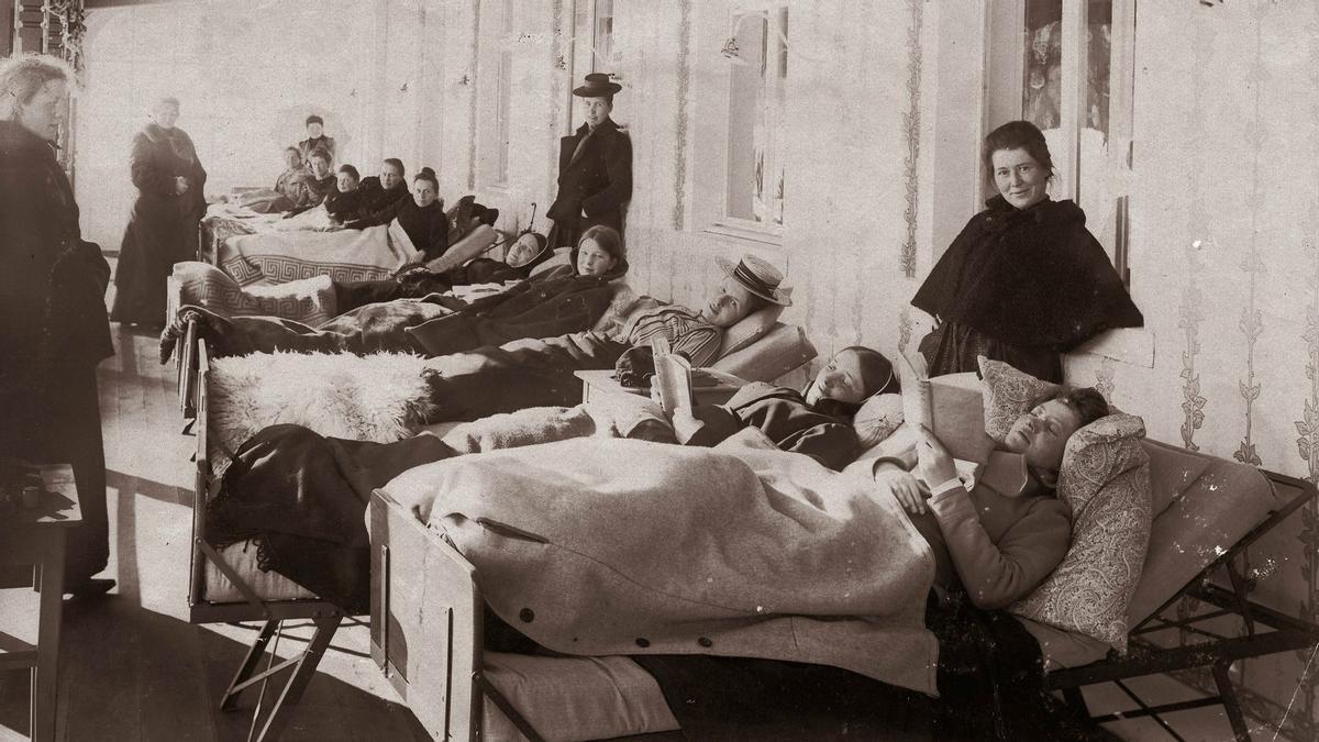 Enfermos de tuberculosis en un sanatorio de Davos.