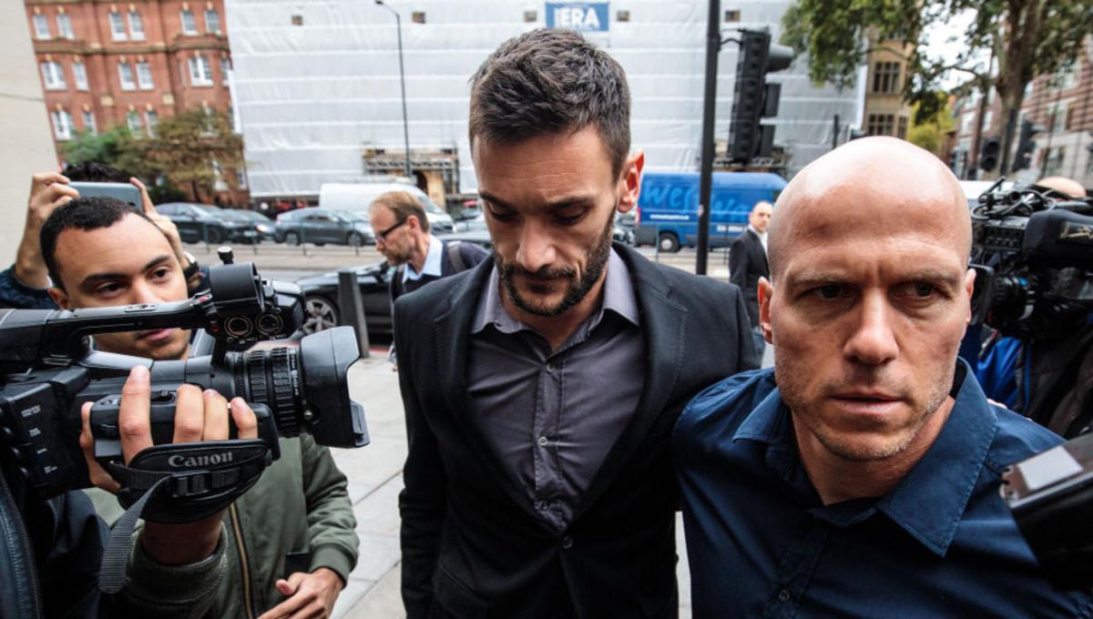 LONDON, ENGLAND - SEPTEMBER 12: Tottenham Hotspur and French National goalkeeper Hugo Lloris (C) arrives at Westminster Magistrates’ Court charged with drink driving on September 12, 2018 in London, England. The footballer is accused of being over twice the legal alcohol limit when he was stopped by police on August 24. (Photo by Jack Taylor/Getty Images)