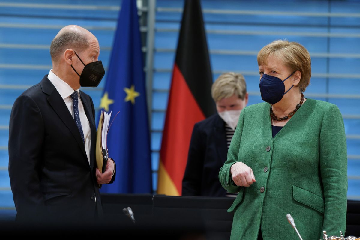 Olaf Scholz y Angela Merkel en Berlín, los dirigentes de la gran coalición actual. Olaf Scholz y Angela Merkel en Berlín, los dirigentes de la gran coalición actual.