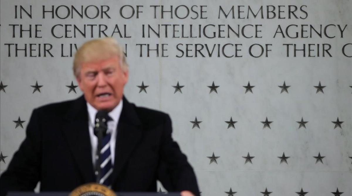 El presidente Donald Trump durante su discurso en la visita a la CIA.