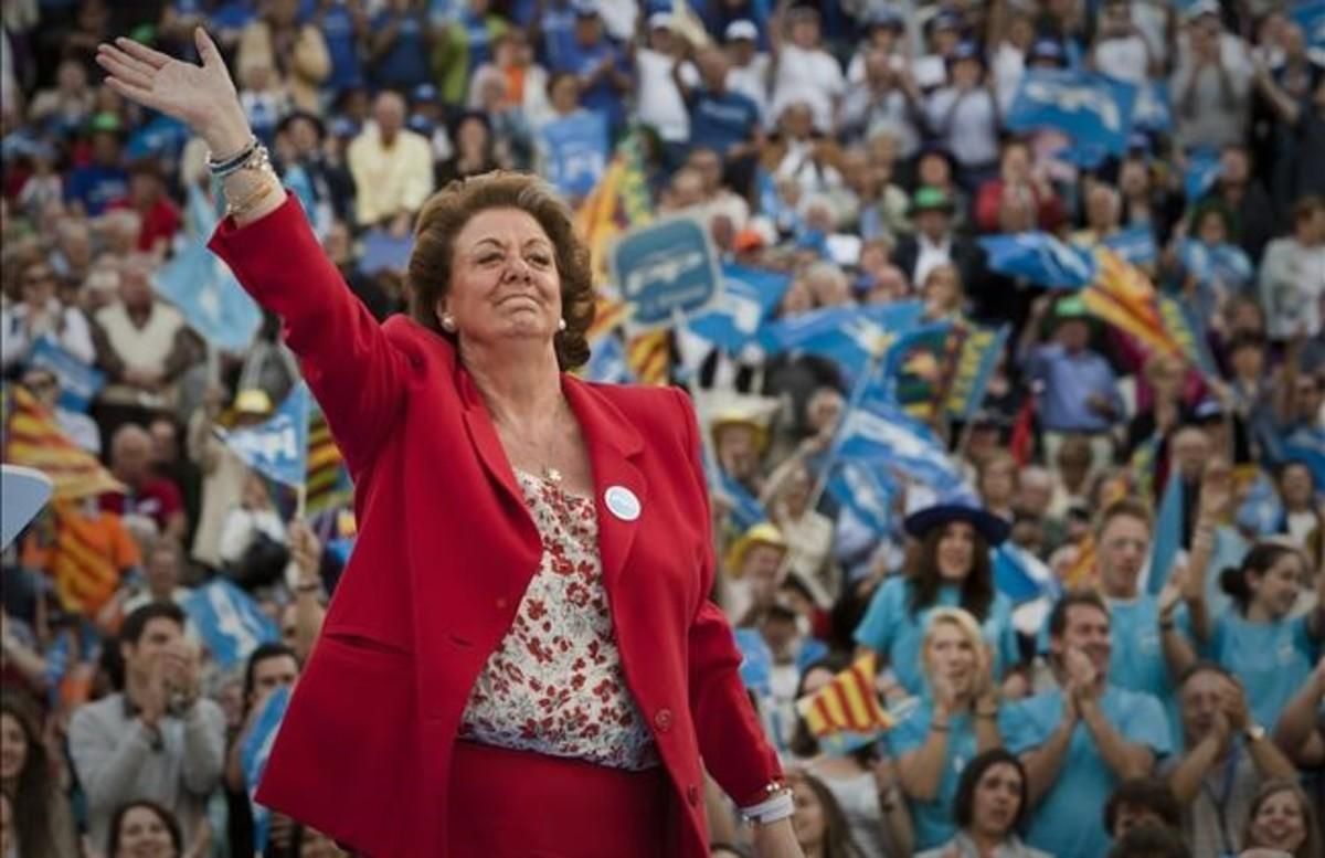 Rita Barberá durante un acto de campaña electoral en Valencia. Rita Barberá durante un acto de campaña electoral en Valencia.