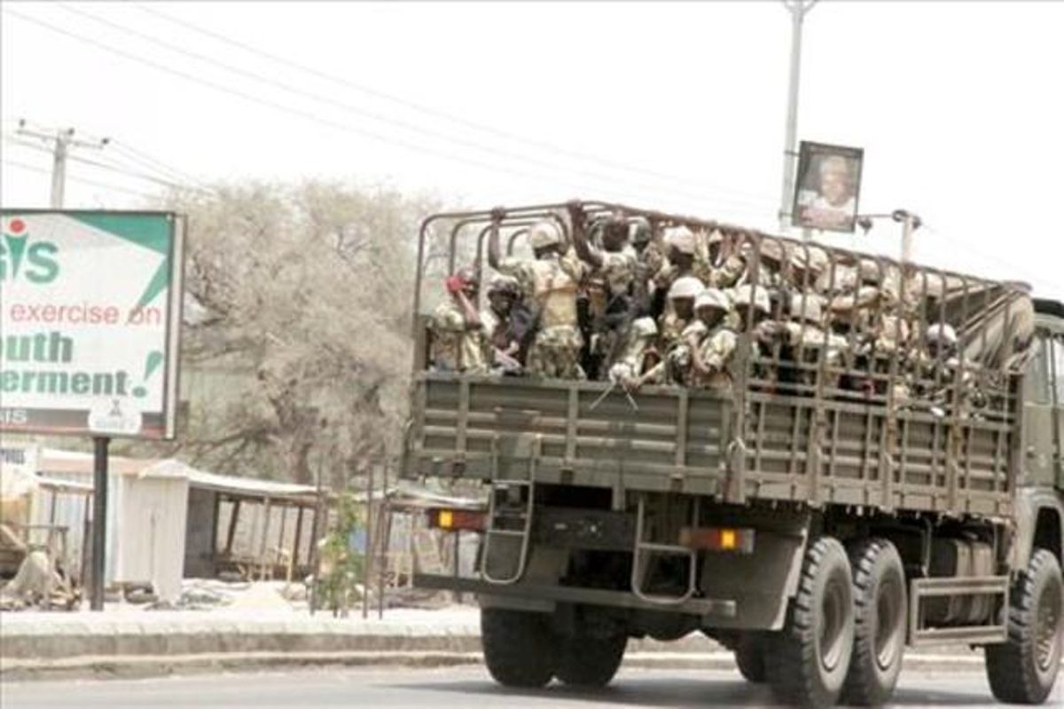 Militares del Ejército de Nigeria en el norte de Nigeria, donde opera Boko Haram. Militares del Ejército de Nigeria en el norte de Nigeria, donde opera Boko Haram.