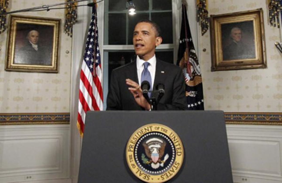 El presidente de EEUU, Barak Obama, durante su declaración institucional tras el acuerdo logrado en el Congreso entre demócratas y republicanos. El presidente de EEUU, Barak Obama, durante su declaración institucional tras el acuerdo logrado en el Congreso entre demócratas y republicanos.