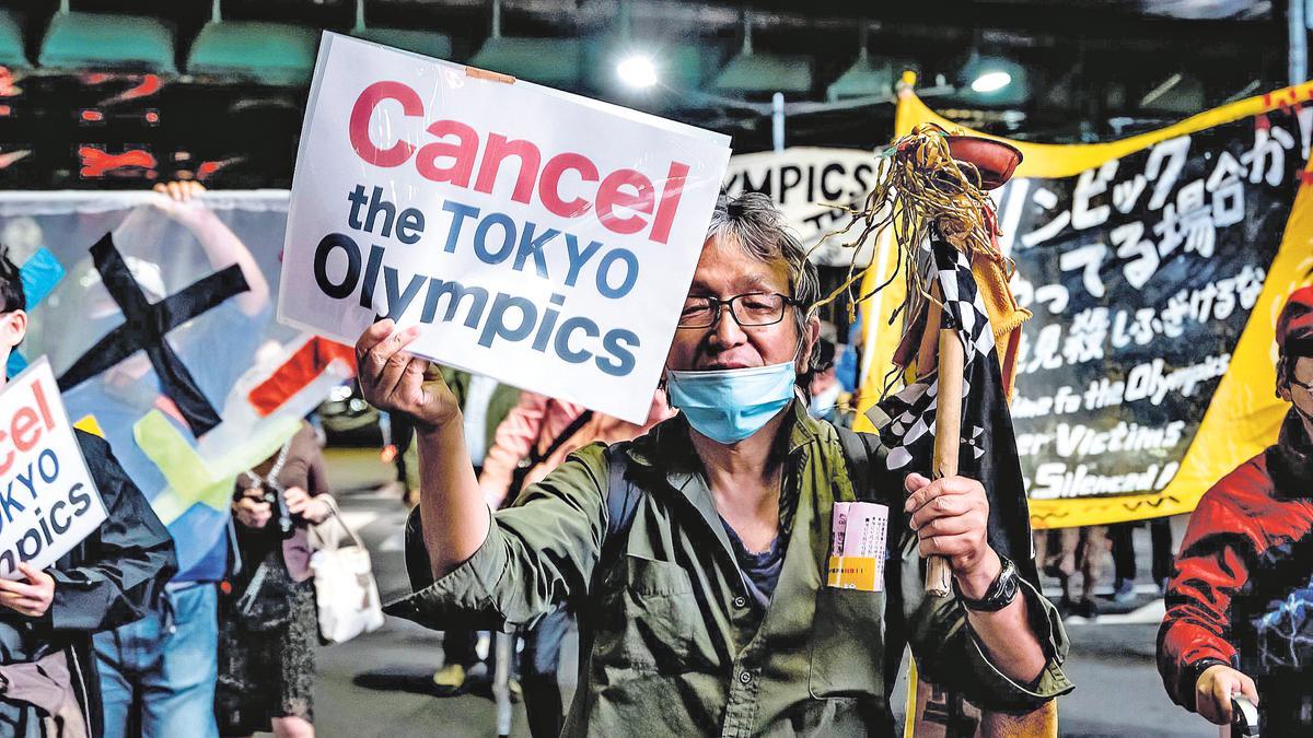 Manifestación contra la celebración de los Juegos, el 17 de mayo, en Tokio.