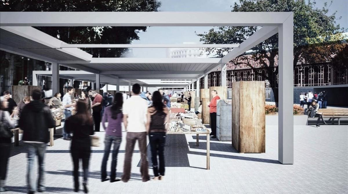 Imagen virtual del aspecto futuro del entorno del mercado de Sant Antoni.