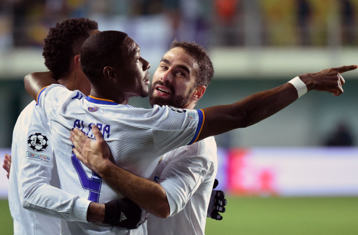 Alaba celebra el primer gol del Real Madrid ante el Sheriff. 