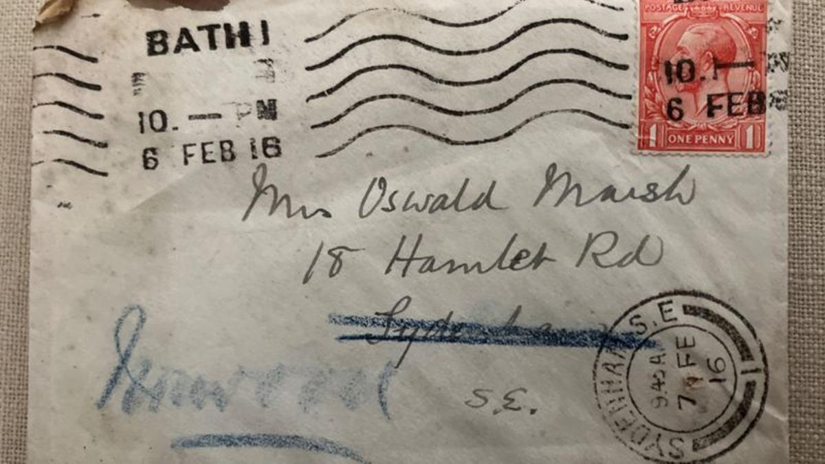 La carta dirigida a Katie Marsh en 1916.