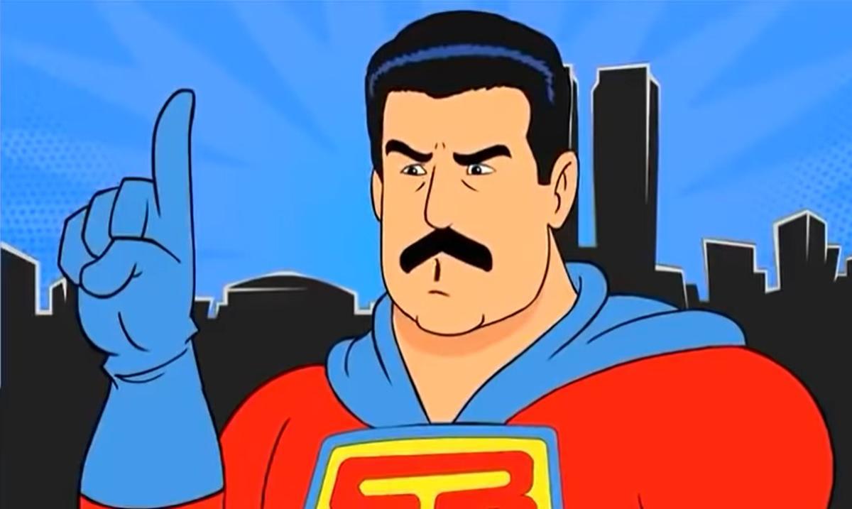 Súper Bigote, el superhéroe de Venezolana de Televisión inspirado en el presidente Nicolás Maduro.