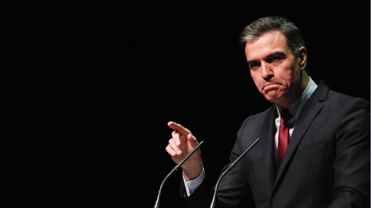 Pedro Sánchez, durante su conferencia en Barcelona sobre los indultos del ’procés’.