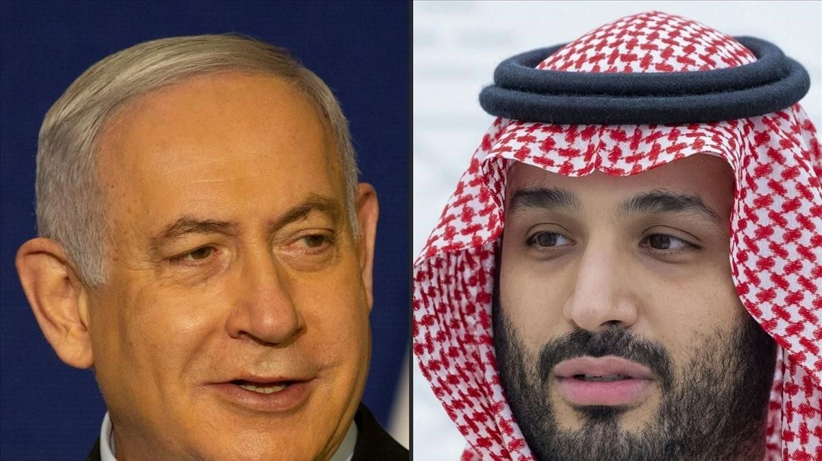 El primer ministro israelí, Binyamen Netanyahu (izquierda), y el príncipio heredero saudí, bin Salman. El primer ministro israelí, Binyamen Netanyahu (izquierda), y el príncipio heredero saudí, bin Salman.