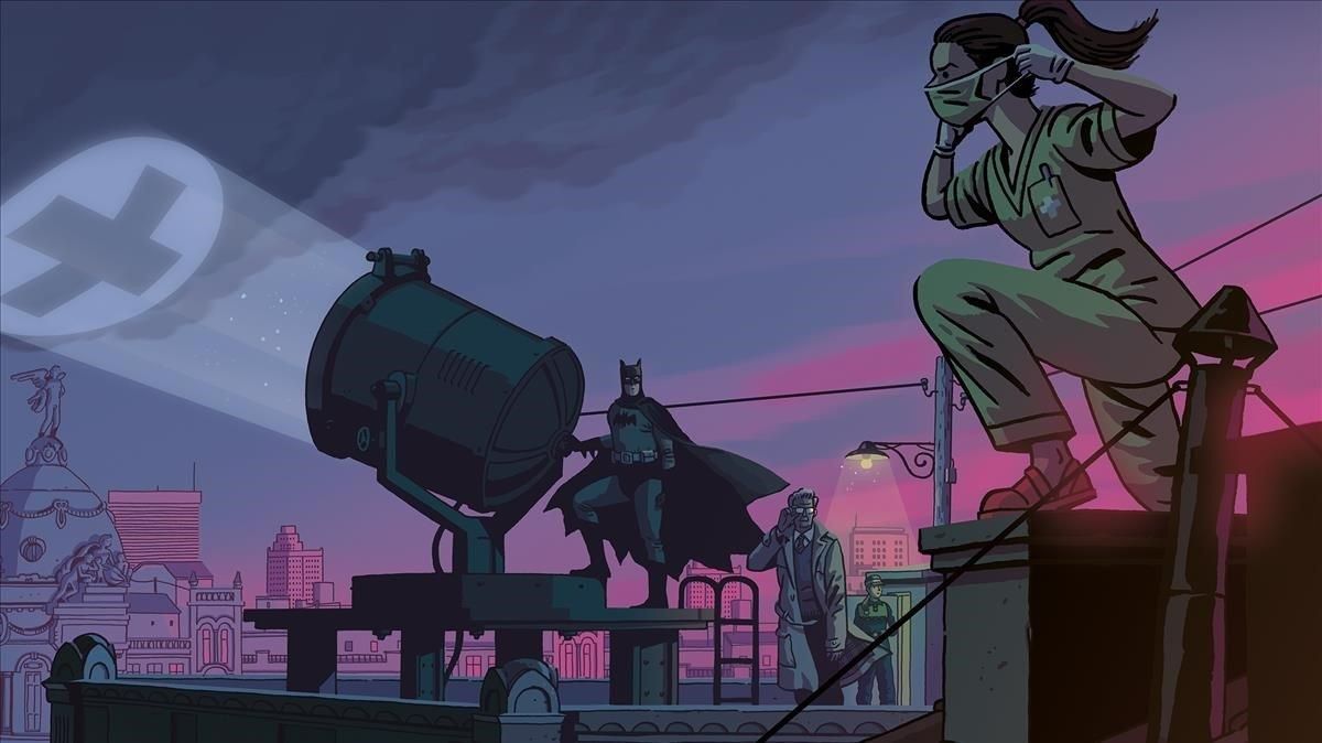 Ilustración de Paco Roca con Batman, en homenaje a los héroes anónimos del covid-19. Ilustración de Paco Roca con Batman, en homenaje a los héroes anónimos del covid-19.