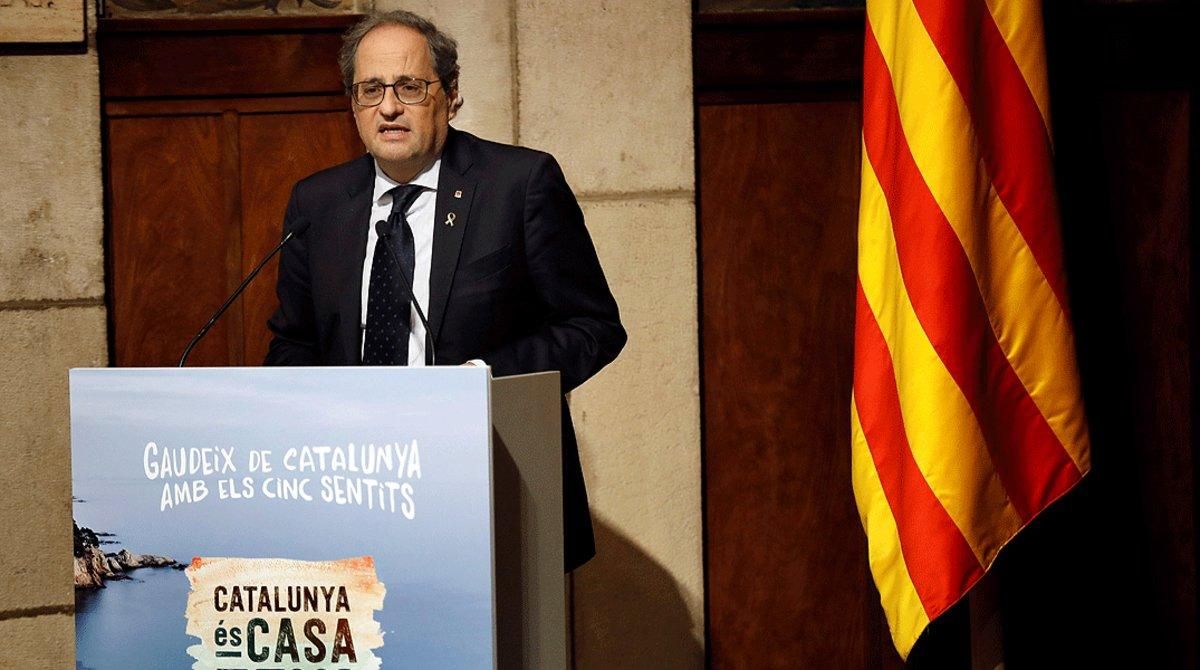 El ’president’ Quim Torra, durante la presentación de la campaña turística ’Catalunya es tu casa’, el 15 de junio. El ’president’ Quim Torra, durante la presentación de la campaña turística ’Catalunya es tu casa’, el 15 de junio.