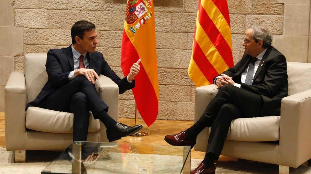 Pedro Sánchez y Quim Torra, reunidos en el Palau de la Generalitat, el pasado 6 de febrero.