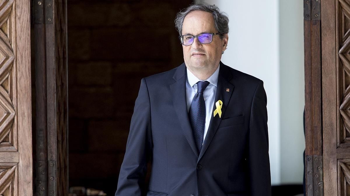 El presidente de la Generalitat, Quim Torra, en el Palau. El presidente de la Generalitat, Quim Torra, en el Palau.
