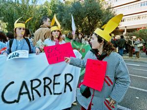 Manifestación de profesores frente al Departament de Educació.
