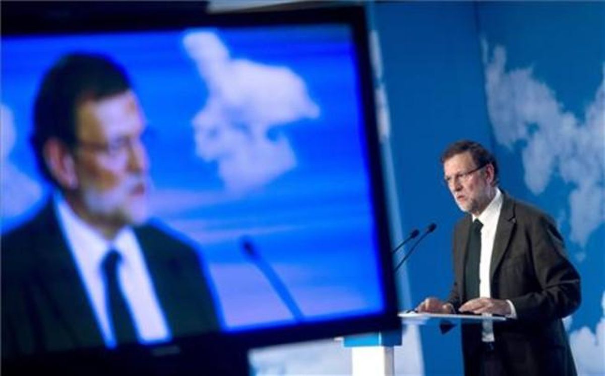 El presidente del Gobierno, Mariano Rajoy, durante su intervención el sábado en la clausura de la XX reunión interparlamentaria del PP. El presidente del Gobierno, Mariano Rajoy, durante su intervención el sábado en la clausura de la XX reunión interparlamentaria del PP.