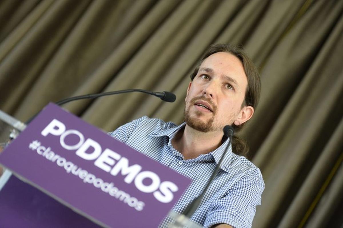 Pablo Iglesias, en rueda de prensa, en Madrid. Pablo Iglesias, en rueda de prensa, en Madrid.