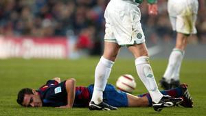 Xavi Hernández en el partido del FC Barcelona contra el Celtic de Glasgow en el año 2004.