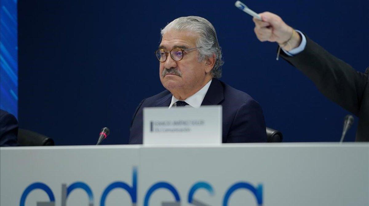 El consejero delegado de Endesa, José Bogas, en la presentación de los resultados del 2019