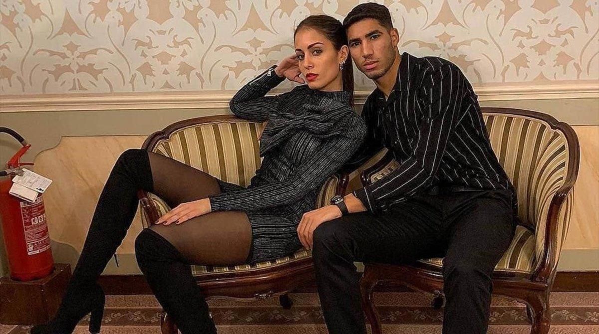 El futbolista chraf Hakimi y la actriz Hiba Abouk. El futbolista chraf Hakimi y la actriz Hiba Abouk.